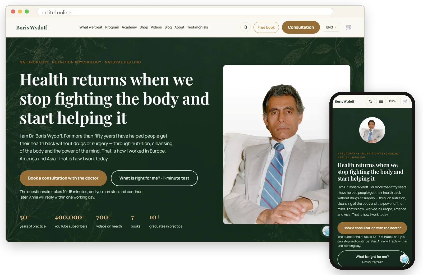 A doctor and author’s website: celitel.online