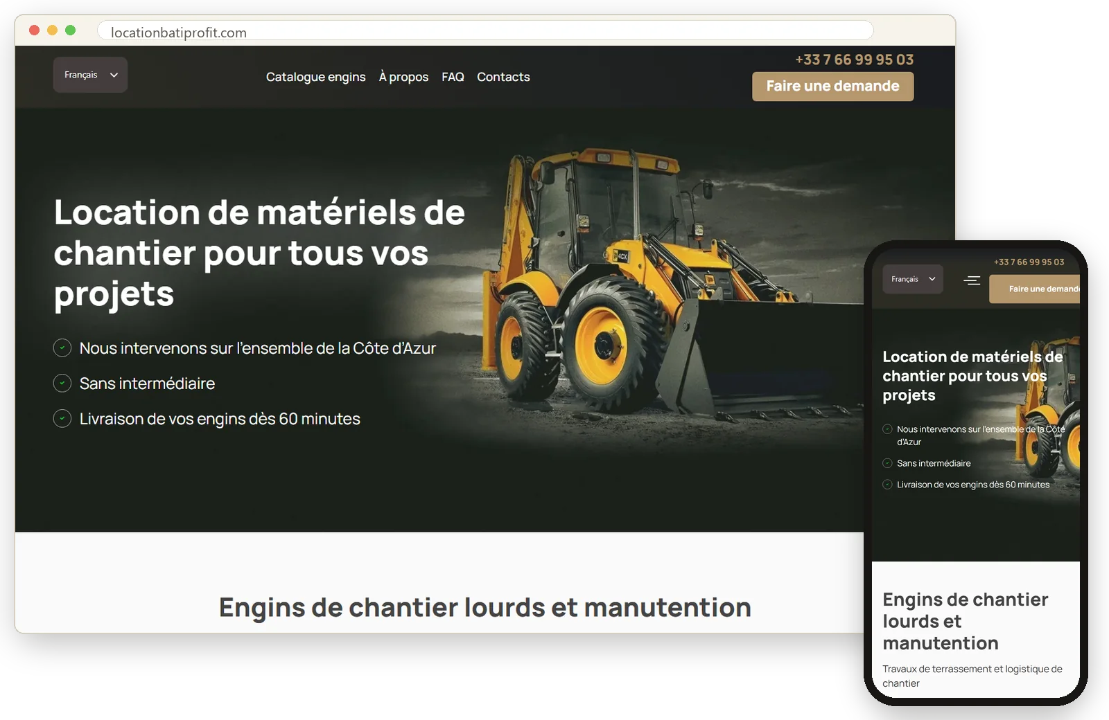 Construction equipment rental: locationbatiprofit.com